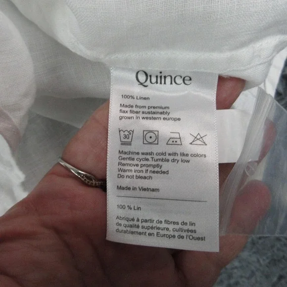 Quince Shirt Womens L White Linen Long Sleeve Button-Up Relaxed Lightweight NWT - Picture 9 of 15